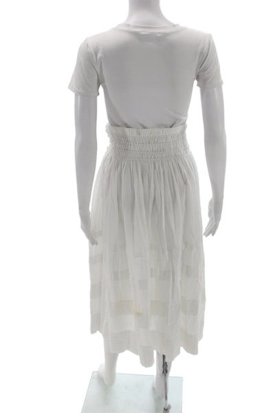 Love Shack Fancy Womens Peasant Midi Skirt White Cotton Button Size 0