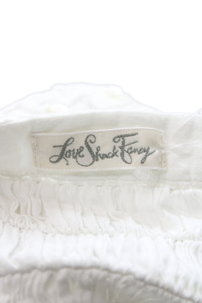 Love Shack Fancy Womens Peasant Midi Skirt White Cotton Button Size 0