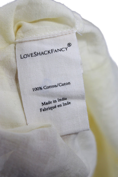 Love Shack Fancy Women Tunic Blouse Yellow Floral Cotton High Neck Boho Size S