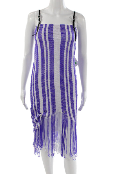 JW Anderson Women Slip Dress Purple Sleeveless Square Neck Buckle Short Size XS