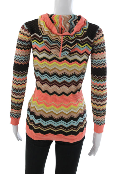 Missoni For Target Women Cardigan Beige Rayon High Neck Long Sleeve Chevron Size
