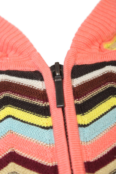 Missoni For Target Women Cardigan Beige Rayon High Neck Long Sleeve Chevron Size