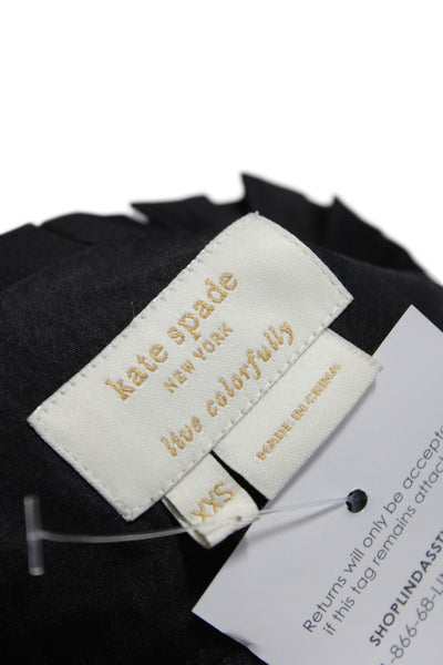 Kate Spade New York Womens Silk Sleeveless Blouse Black Round Neck Size 2XS