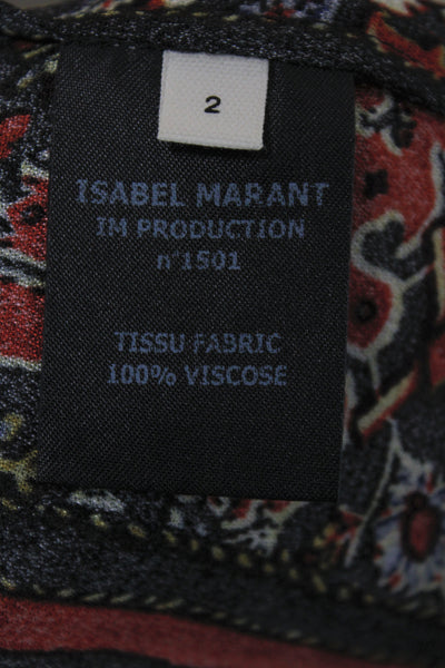 Isabel Marant Etoile Womens Shift Dress Multicolor V-Neck Long Sleeve Size 2
