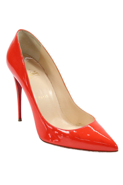 Christian Louboutin Womens Patent Leather Stiletto Heel Pumps Orange Size 40 10