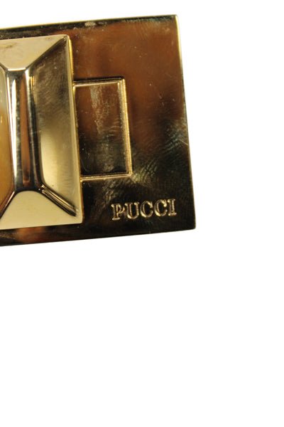 Emilio Pucci Womens Patent Leather Gold Tone Skinny Belt Beige Size Extra Small