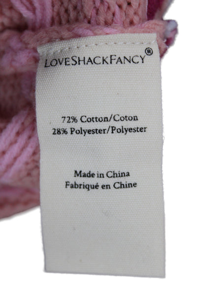 Love Shack Fancy Women Fair Isle Pink Crew Neck Pullover Sweater Size M
