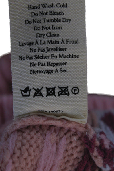Love Shack Fancy Women Fair Isle Pink Crew Neck Pullover Sweater Size M