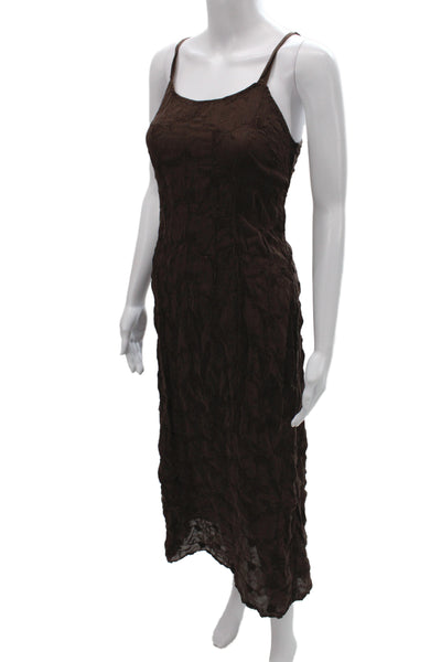 Johnny Was Women Brown Rayon Boho Maxi Dress Sleeveless Scoop Neck Size S