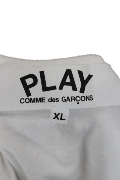 Play Comme Des Garcons Mens Basic White Cotton Camo Crew Neck T-Shirt Size XL