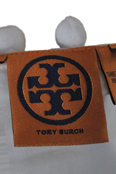 Tory Burch Women Tunic Blouse White Scoop Neck Long Sleeve Cotton Boho Size 10