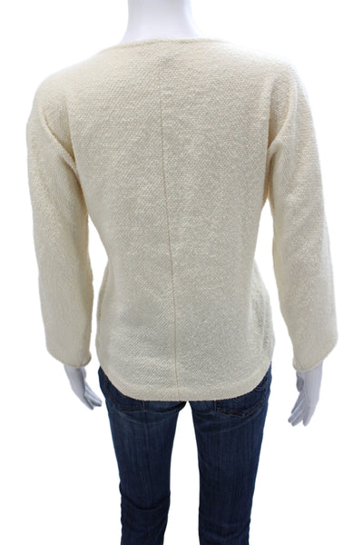 Maje Women Ivory Boat Neck Pullover Sweater 3/4 Sleeve Wool Size 1
