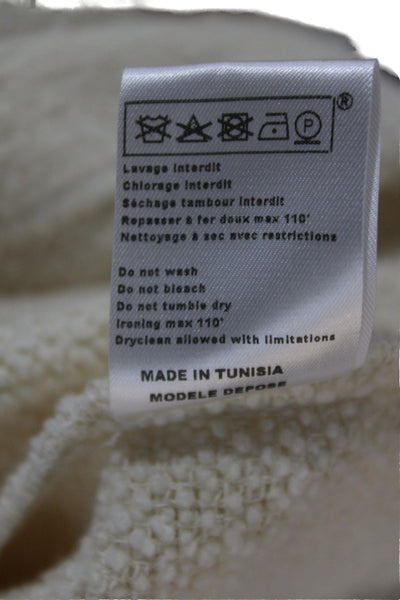 Maje Women Ivory Boat Neck Pullover Sweater 3/4 Sleeve Wool Size 1
