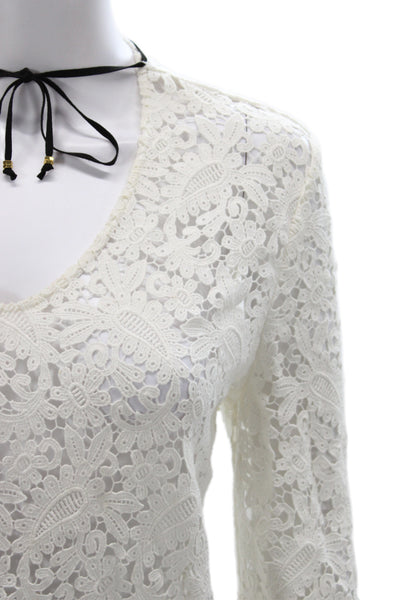 Maje Women Paisley V-Neck Tie Cotton Boho Blouse Long Sleeve Size 2