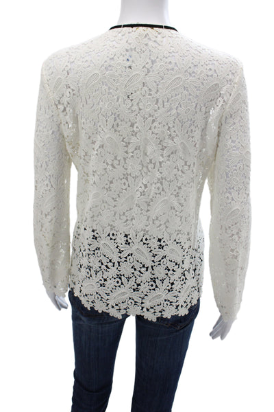 Maje Women Paisley V-Neck Tie Cotton Boho Blouse Long Sleeve Size 2