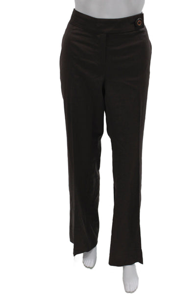 Tory Burch Women Dress Pants Brown Wool Button Size 8