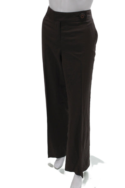 Tory Burch Women Dress Pants Brown Wool Button Size 8