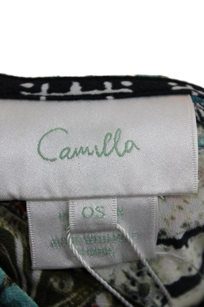 Camilla Women Multicolor Silk Paisley V Neck Kaftan Dress Mid Calf Size One