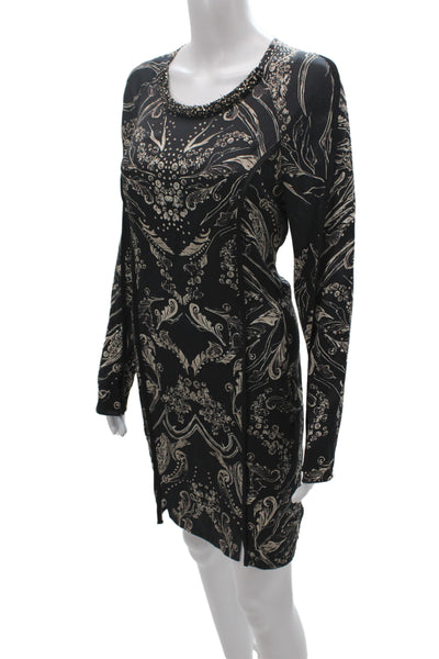3.1 Phillip Lim Women Sheath Dress Black Paisley Silk Long Sleeve Size 6X