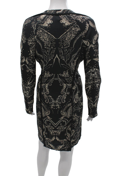 3.1 Phillip Lim Women Sheath Dress Black Paisley Silk Long Sleeve Size 6X