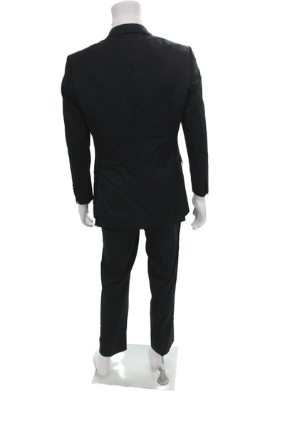 Burberry Mens Black Striped 2 Piece Suit Super 100s Wool Business Fall Size 40