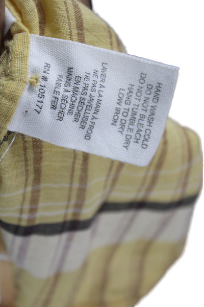 Ulla Johnson Women Yellow Striped Cotton Tunic Boho Long Sleeve Size 0