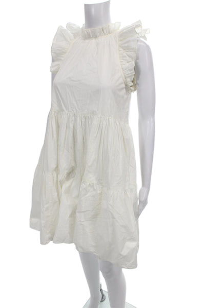 Ulla Johnson Womens White Sleeveless Mini Dress High Neck Cotton Size 0XP