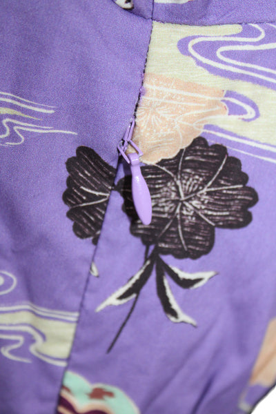 Ulla Johnson Womens Fit & Flare Floral Dress Purple Short Sleeve Size 0