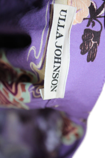 Ulla Johnson Womens Fit & Flare Floral Dress Purple Short Sleeve Size 0
