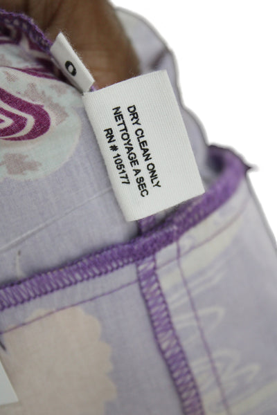 Ulla Johnson Womens Fit & Flare Floral Dress Purple Short Sleeve Size 0