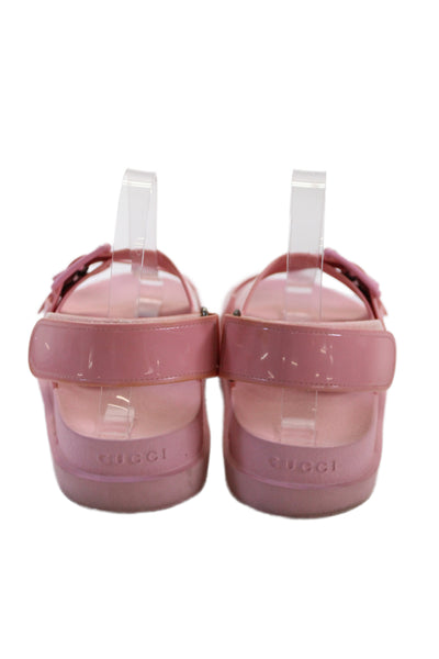 Gucci Women's Isla Rubber Double Buckle Slingback Sandals Pink Size 7