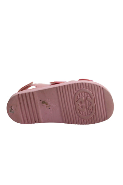 Gucci Women's Isla Rubber Double Buckle Slingback Sandals Pink Size 7