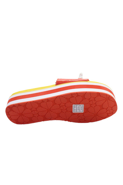 Kate Spade Womens Leather Pineapple Stripe Sandals Yellow White Orange Size 9
