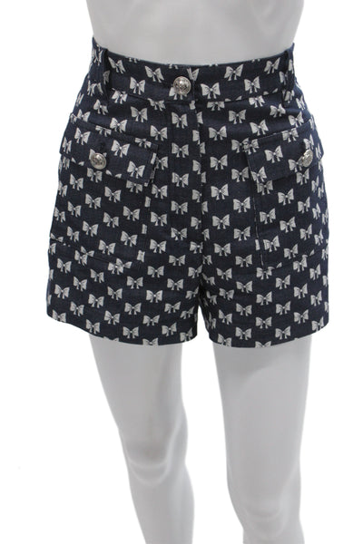 Maje Womens Utility Cotton Geometric Bow Button Shorts Size 36