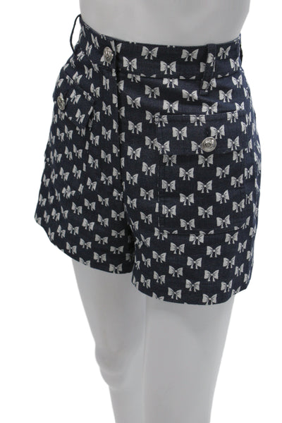 Maje Womens Utility Cotton Geometric Bow Button Shorts Size 36