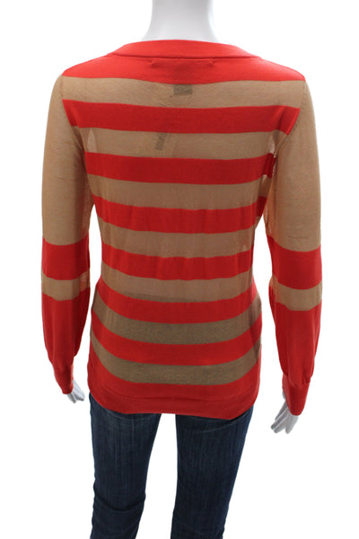 Marc By Marc Jacobs Women Striped Beige Cotton Pullover Long Sleeve Size L