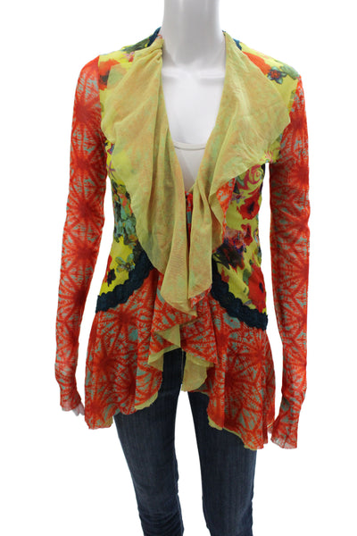 Jean Paul Gaultier Women Floral V-Neck Long Sleeve Cardigan Multicolor Size S