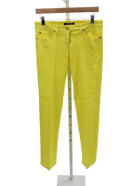 Roberto Cavalli Womens Skinny Jeans Yellow Cotton Size 42