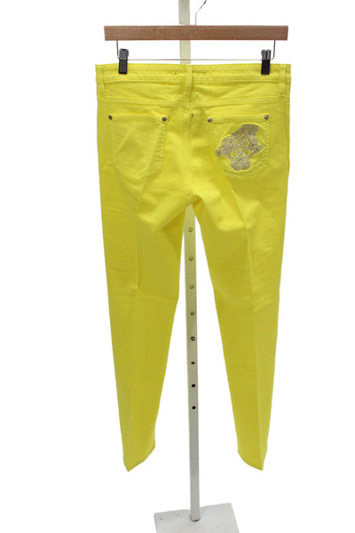 Roberto Cavalli Womens Skinny Jeans Yellow Cotton Size 42