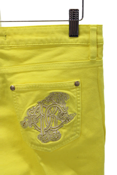 Roberto Cavalli Womens Skinny Jeans Yellow Cotton Size 42