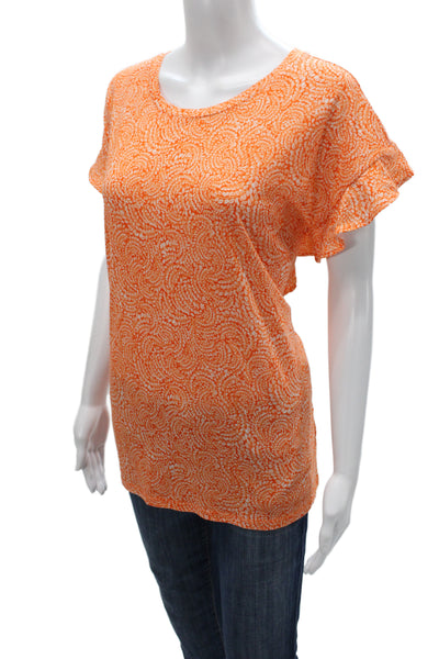Michael Michael Kors Women Orange Jersey Tee Scoop Neck Short Sleeve Size XL