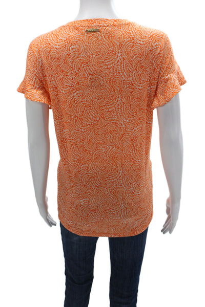 Michael Michael Kors Women Orange Jersey Tee Scoop Neck Short Sleeve Size XL