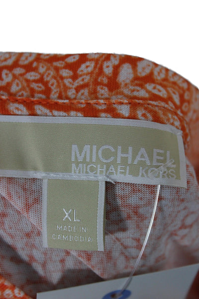 Michael Michael Kors Women Orange Jersey Tee Scoop Neck Short Sleeve Size XL