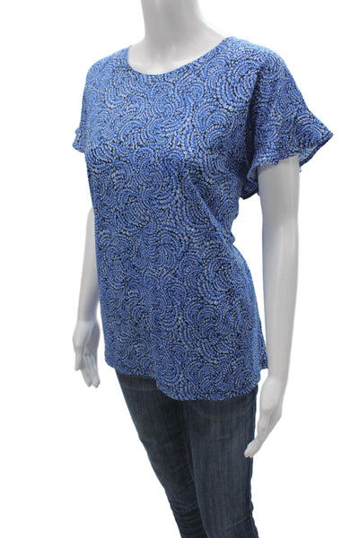 Michael Michael Kors Women Basic Blue Paisley Blouse Short Sleeve Size XL