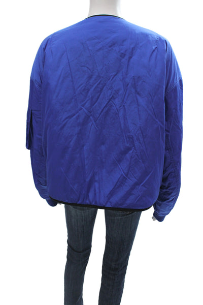 Air Jordan Mens Bomber Jacket Blue Nylon Snap Closure Size L