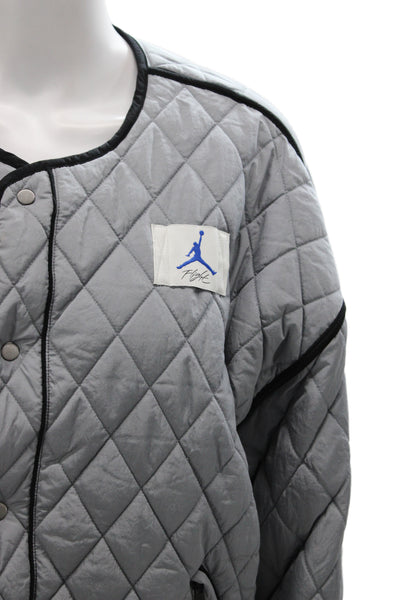 Air Jordan Mens Bomber Jacket Blue Nylon Snap Closure Size L