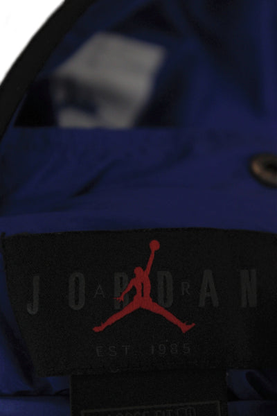 Air Jordan Mens Bomber Jacket Blue Nylon Snap Closure Size L