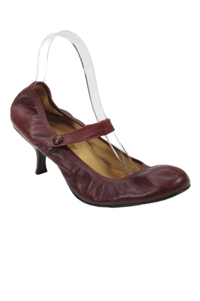 Lanvin Womens Leather Mary Jane Pumps Pinot Red Size 40 10