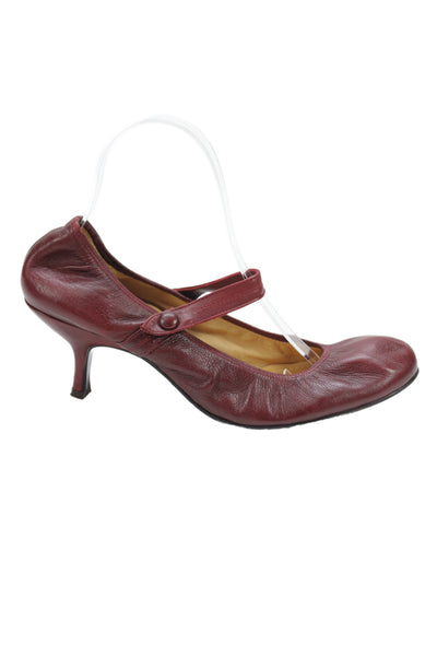 Lanvin Womens Leather Mary Jane Pumps Pinot Red Size 40 10