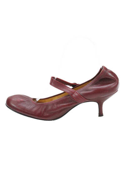 Lanvin Womens Leather Mary Jane Pumps Pinot Red Size 40 10